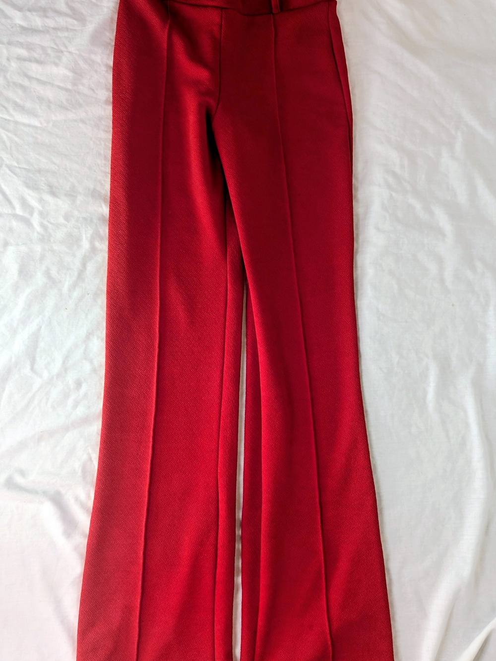 1970s Red Polyester Stretch Pants Long Women's Small 26x33